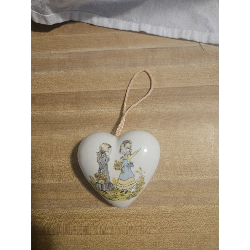 Vintage Ceramic Potpurri Sachet For Drawer Or Closer Two Girls Painted Design